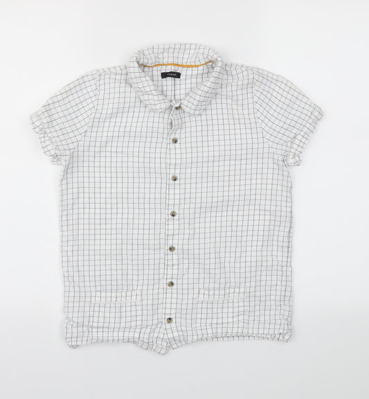 Front view of Marks & Spencer girls’ white check basic t-shirt, size 11-12, years