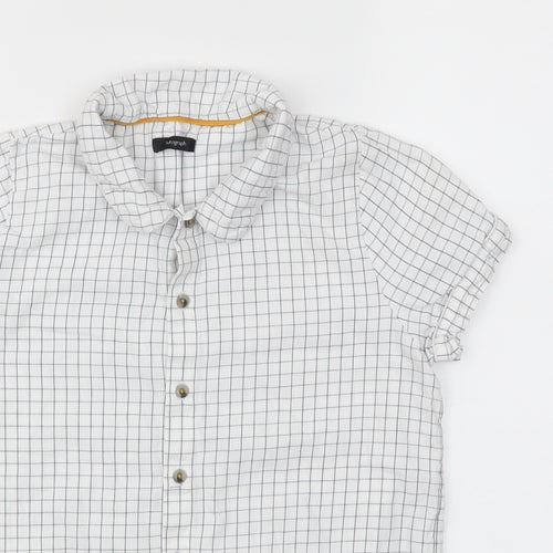 M&S Girls White Check  Basic T-Shirt Size 11-12 Years
