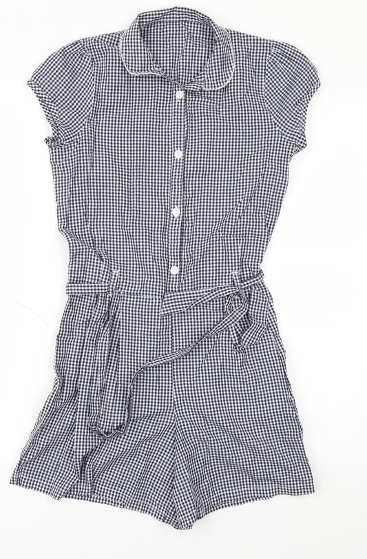 George Girls Blue Check  Jumpsuit One-Piece Size 11-12 Years