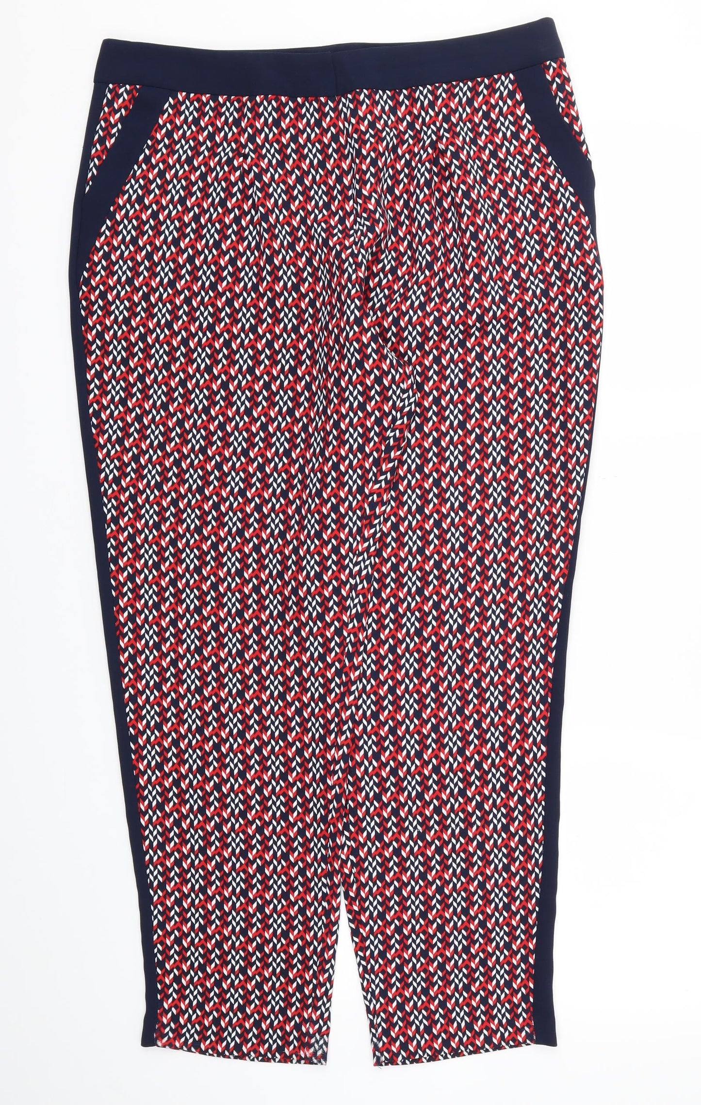 Primark Womens Red Argyle/Diamond  Trousers  Size 14 L28 in