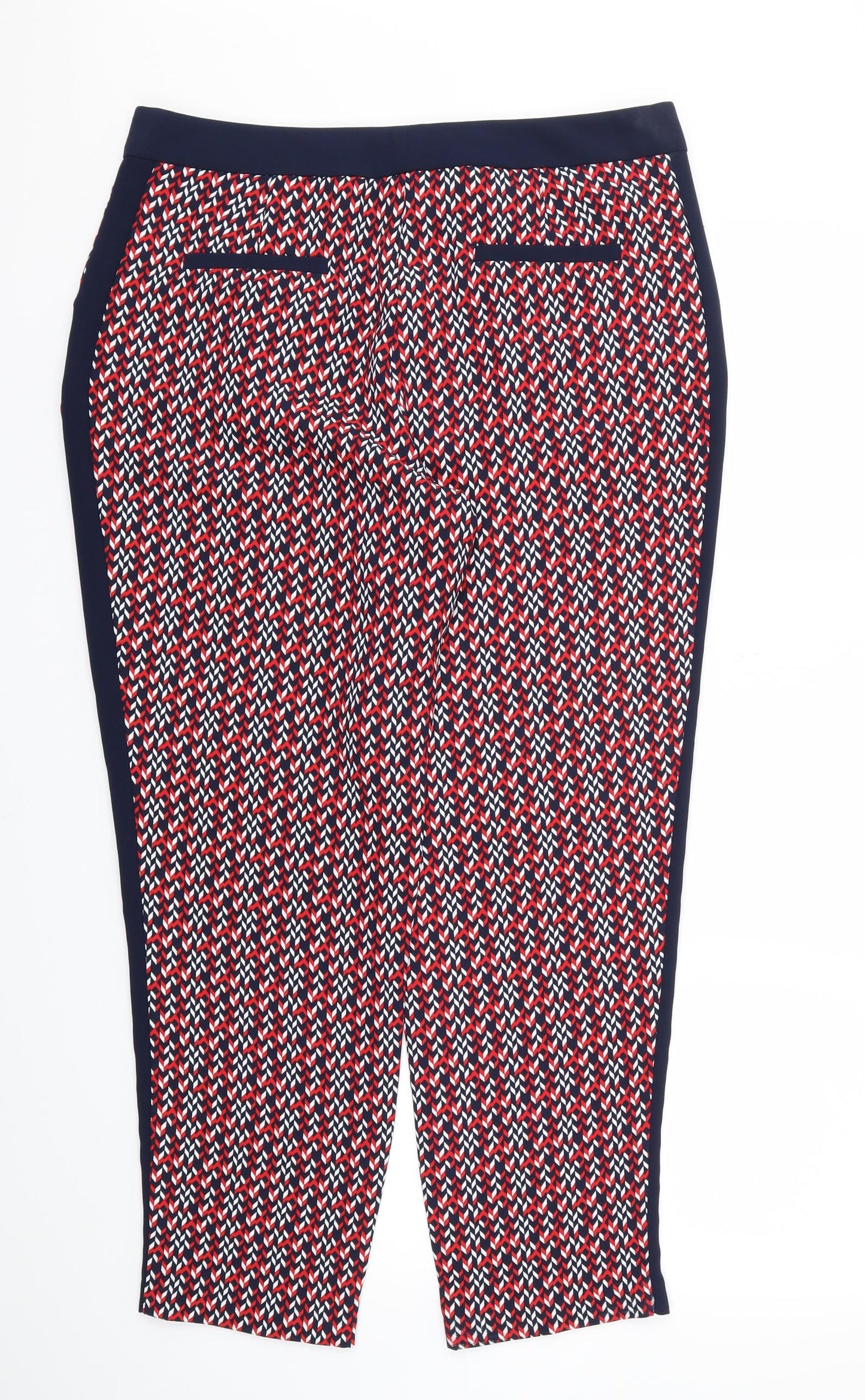 Primark Womens Red Argyle/Diamond  Trousers  Size 14 L28 in