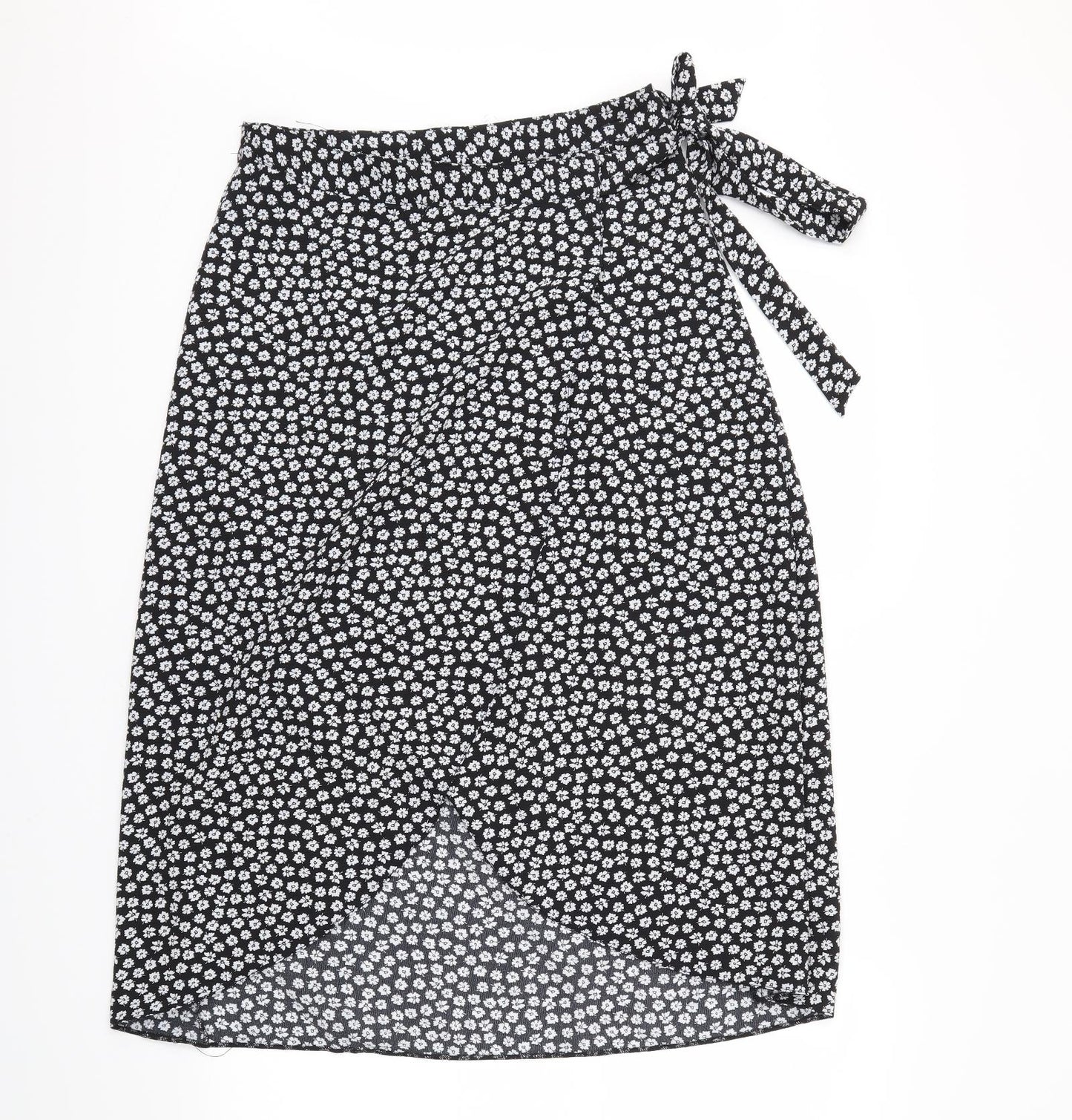 New Look Womens Black Floral  Flare Skirt Size 10