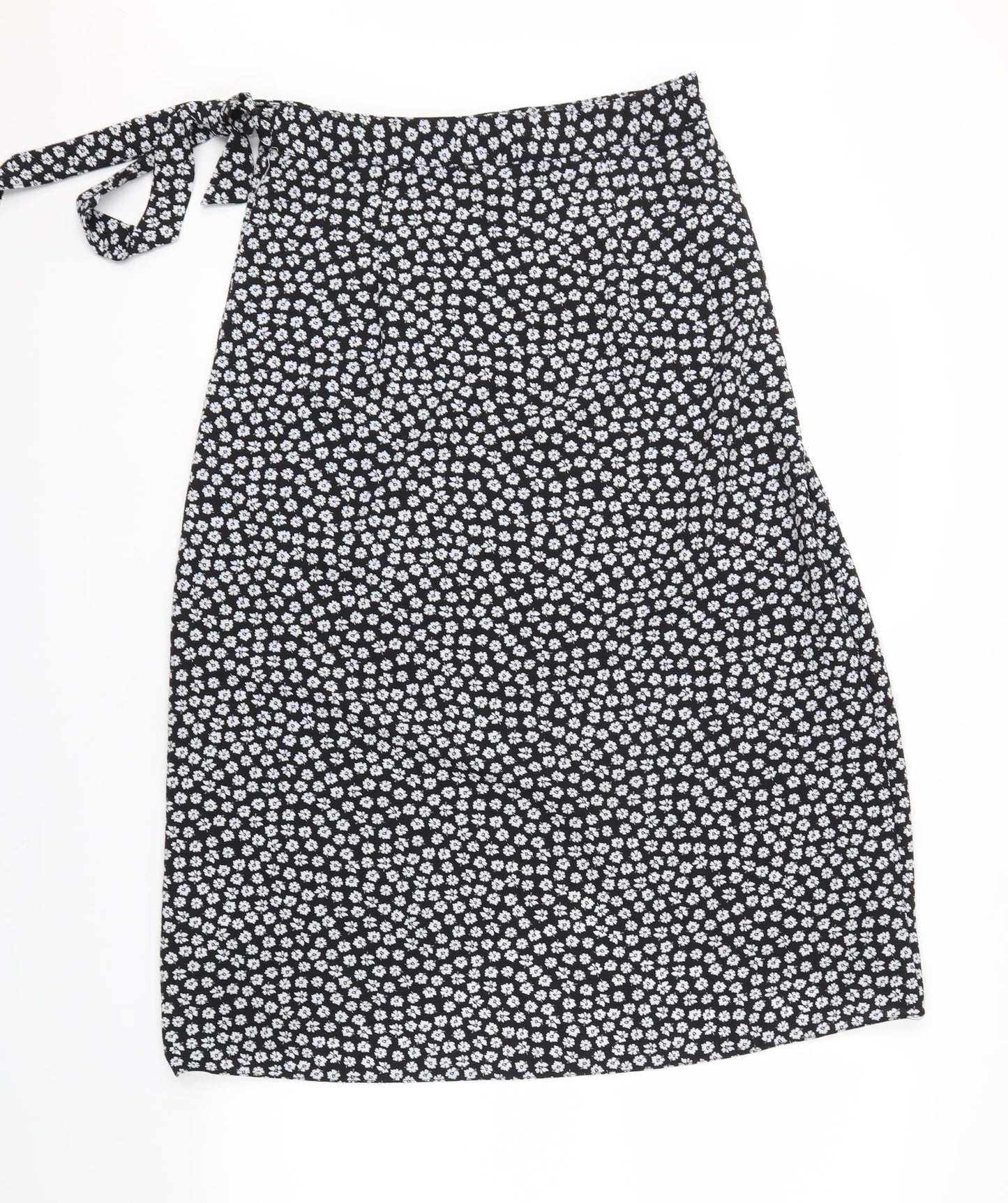 New Look Womens Black Floral  Flare Skirt Size 10