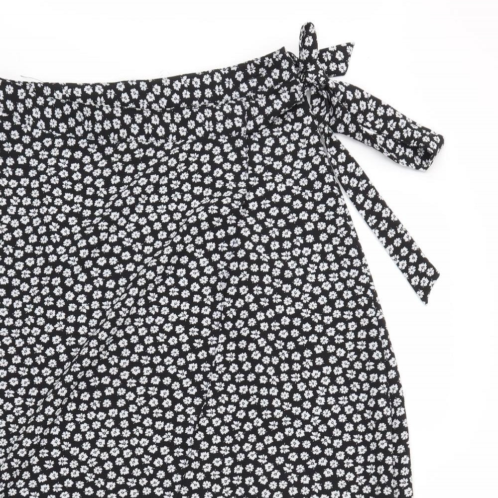 New Look Womens Black Floral  Flare Skirt Size 10