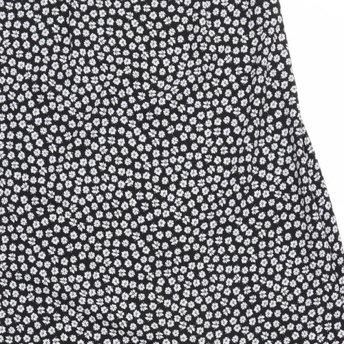 New Look Womens Black Floral  Flare Skirt Size 10