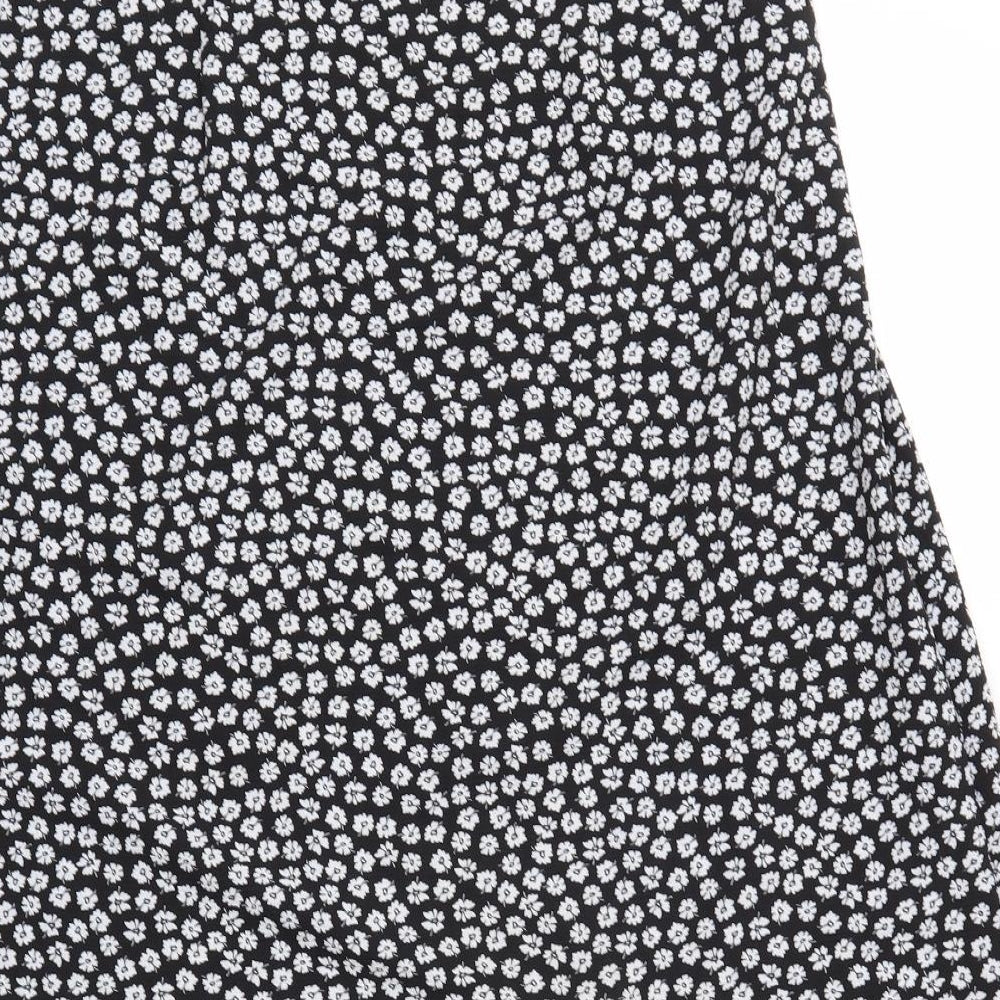New Look Womens Black Floral  Flare Skirt Size 10