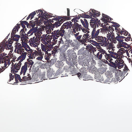 Divided by H&M Womens Purple Geometric  Cropped T-Shirt Size L