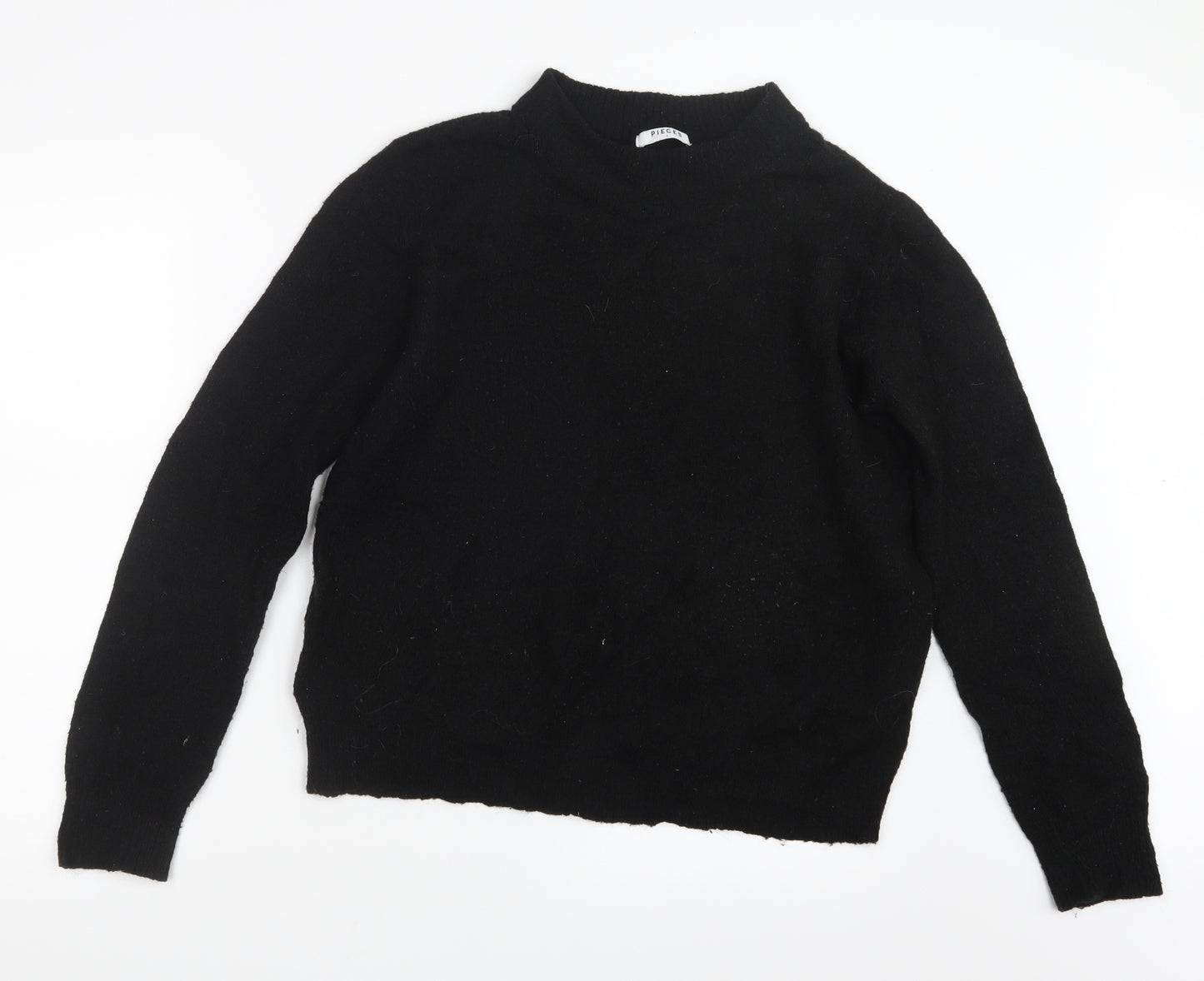 Pieces Womens Black  Knit Pullover Jumper Size L