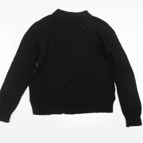 Pieces Womens Black  Knit Pullover Jumper Size L