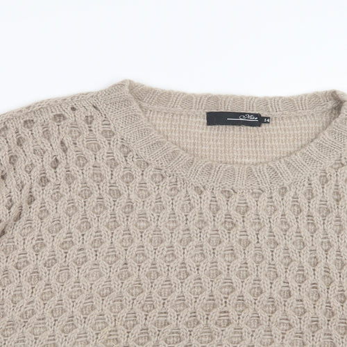 Miso Womens Beige  Knit Pullover Jumper Size 14
