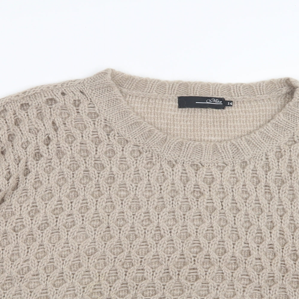 Miso Womens Beige  Knit Pullover Jumper Size 14