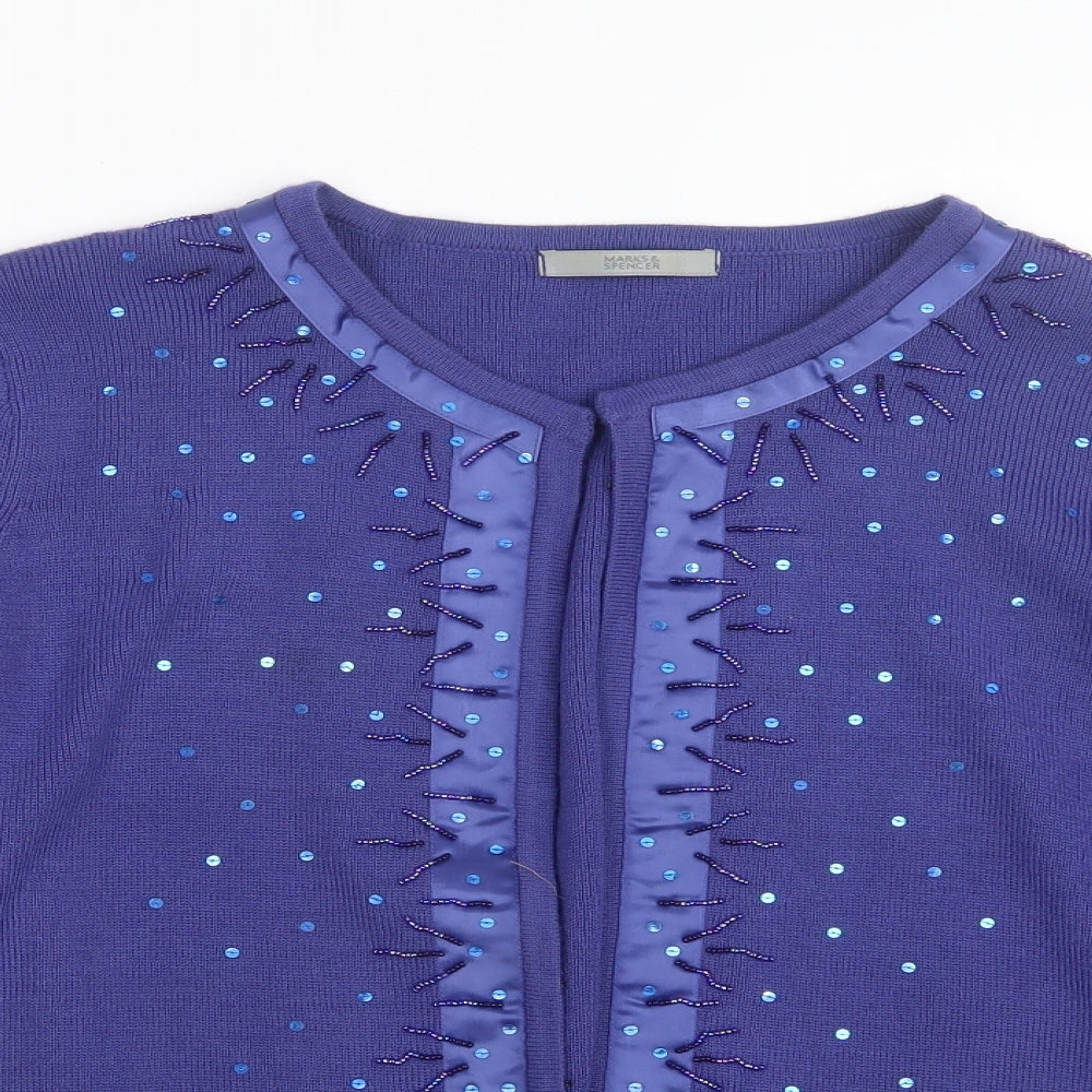 Marks and Spencer Womens Purple  Knit Cardigan Jumper Size 16