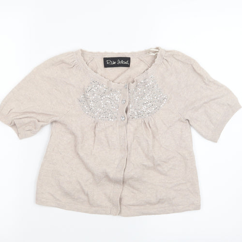 Ruler Island Womens Beige  Knit Cardigan Jumper Size 10