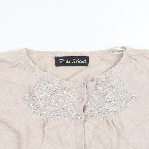 Ruler Island Womens Beige  Knit Cardigan Jumper Size 10