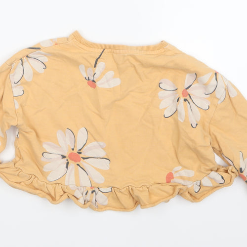 NEXT Girls Yellow Floral  Pullover Jumper Size 6 Years  - Cropped
