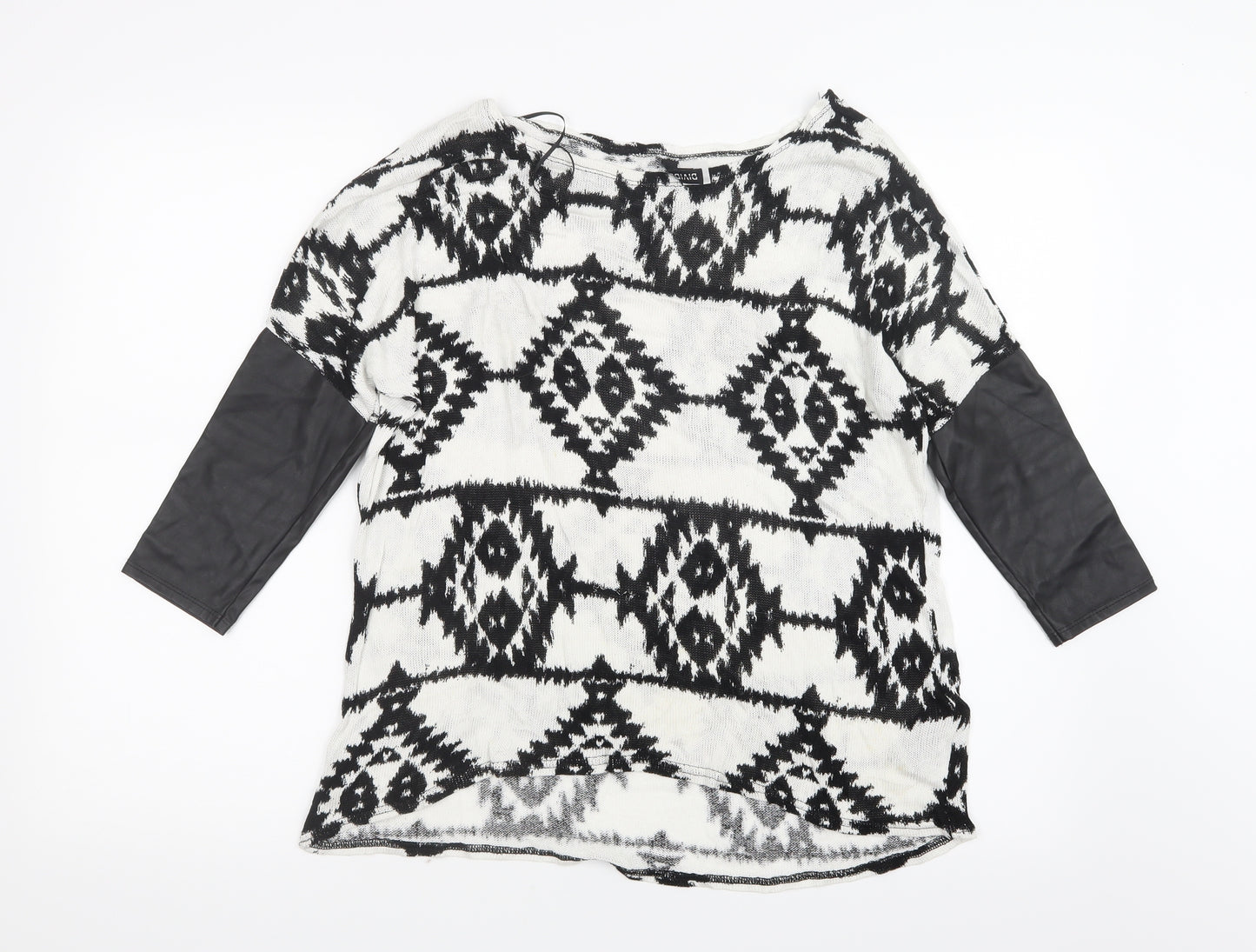 Divided by H&M Womens Black Geometric Knit Pullover Jumper Size S