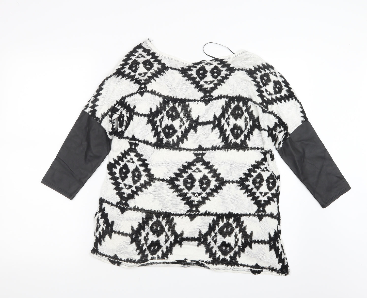 Divided by H&M Womens Black Geometric Knit Pullover Jumper Size S