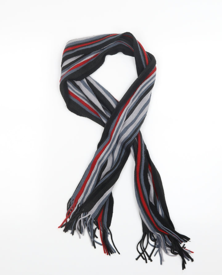 Preworn Mens Black Striped Knit Scarf One Size