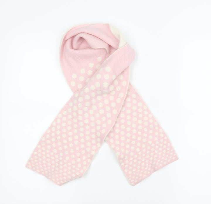 Preworn Womens Pink Polka Dot Knit Scarf