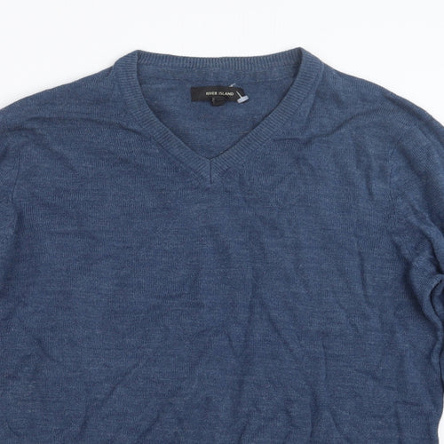 River Island Mens Blue  Knit Pullover Jumper Size S