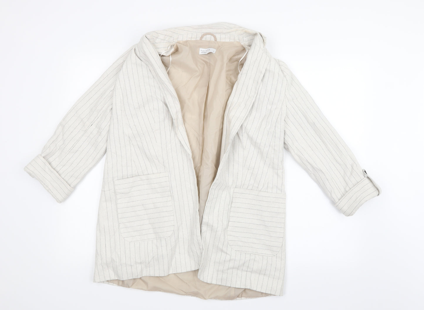 Papaya Womens White Striped  Jacket  Size 14