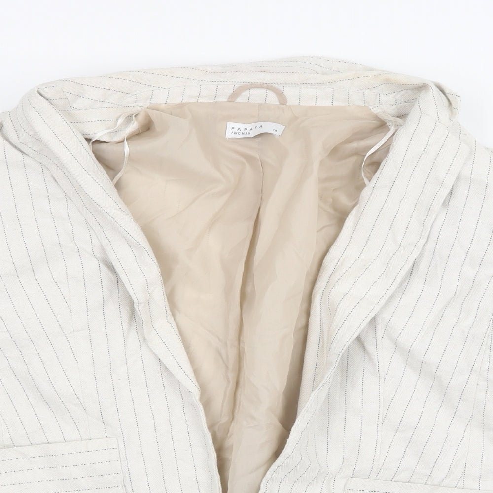 Papaya Womens White Striped  Jacket  Size 14