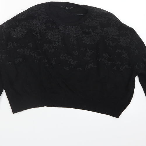 Zara Knit Womens Black  Knit Pullover Jumper Size M