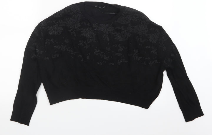 Zara Knit Womens Black  Knit Pullover Jumper Size M