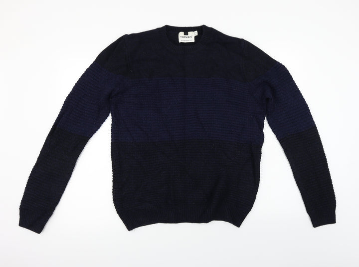 Topman Mens Blue Pullover Jumper Size M