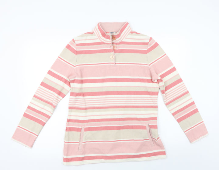 Damart  Womens Beige Striped  Henley Jumper Size 14