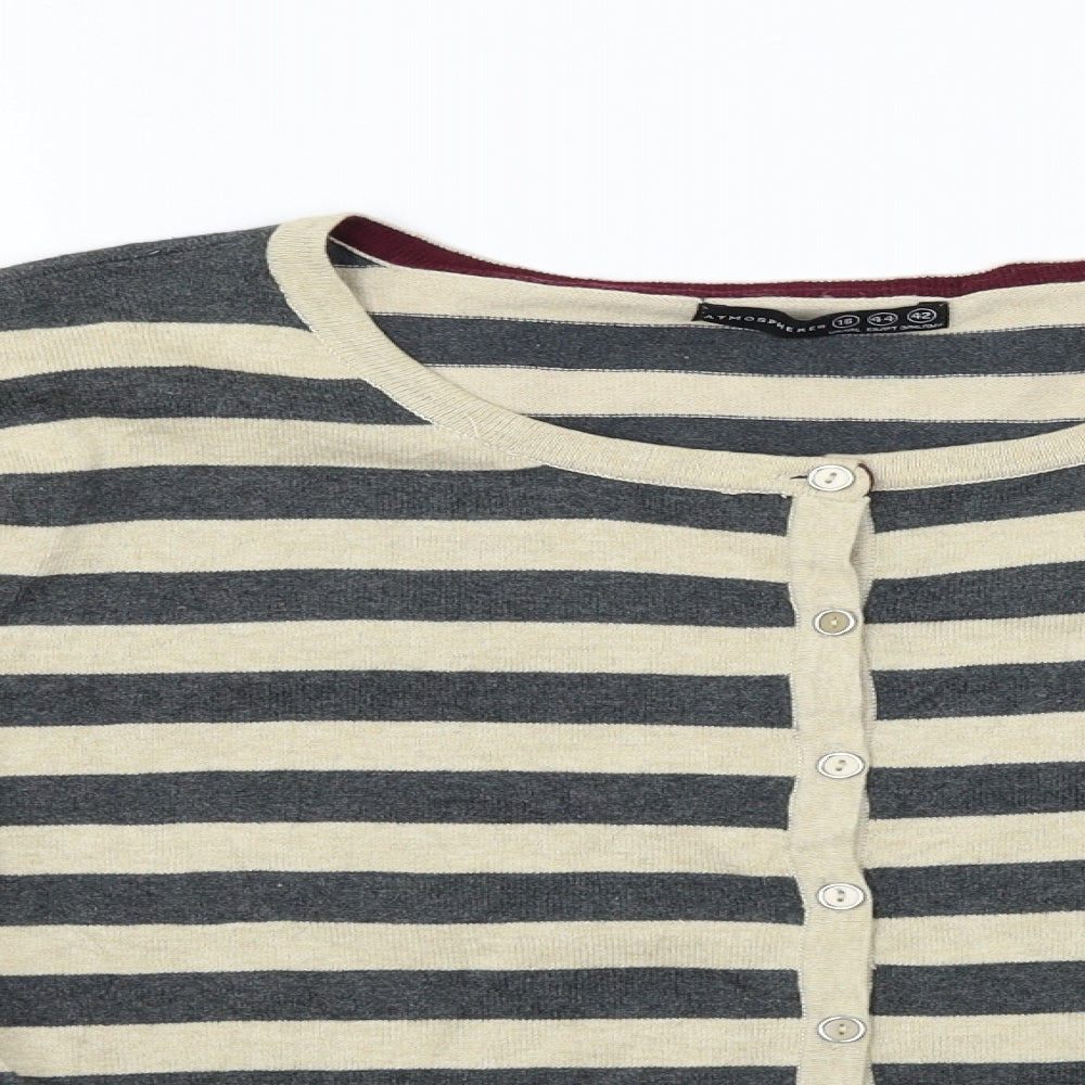 Atmosphere  Womens Beige Striped  Cardigan Jumper Size 16