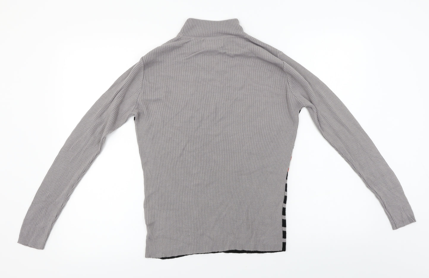 Afibel  Womens Grey Striped  Pullover Jumper Size 10