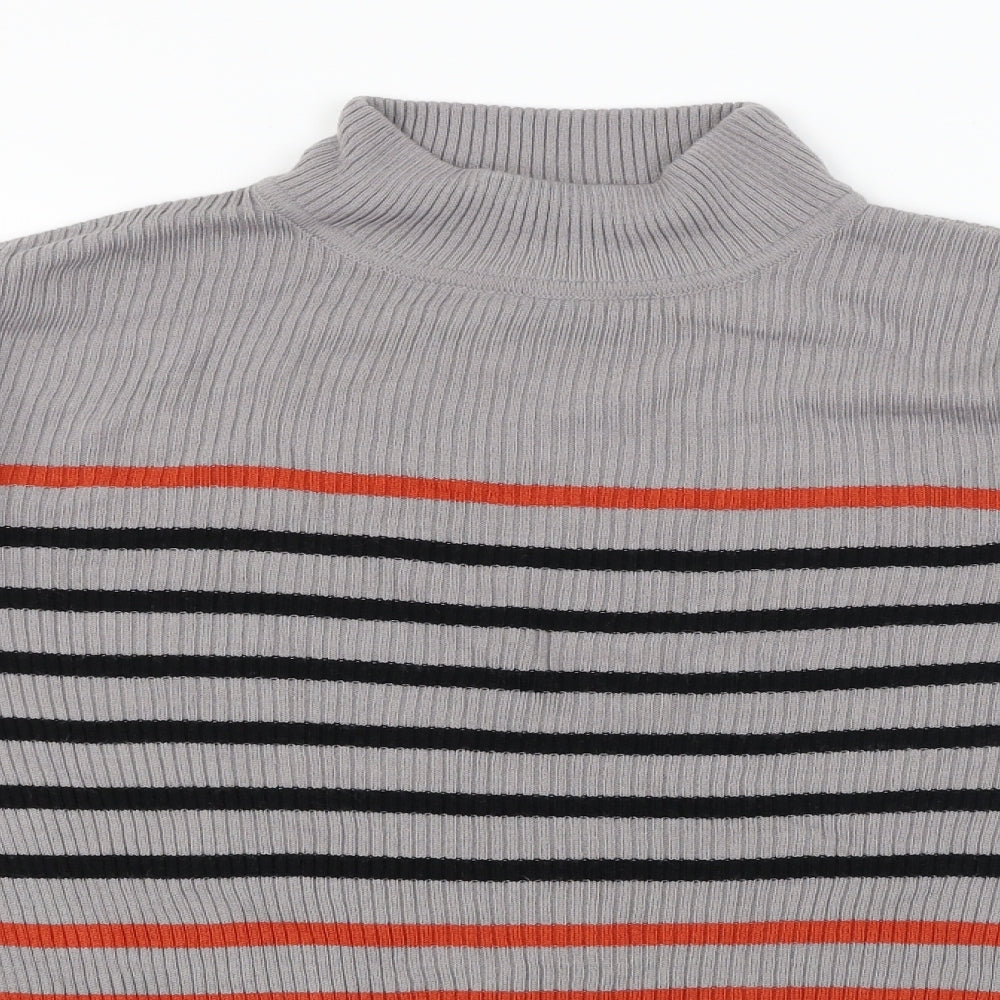 Afibel  Womens Grey Striped  Pullover Jumper Size 10
