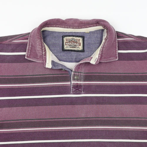 MANTARAY    Mens Purple Striped   Polo Size 2XL