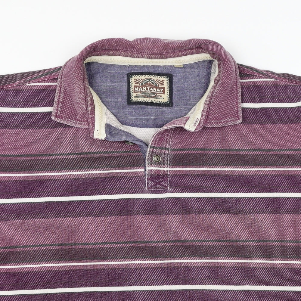 MANTARAY    Mens Purple Striped   Polo Size 2XL