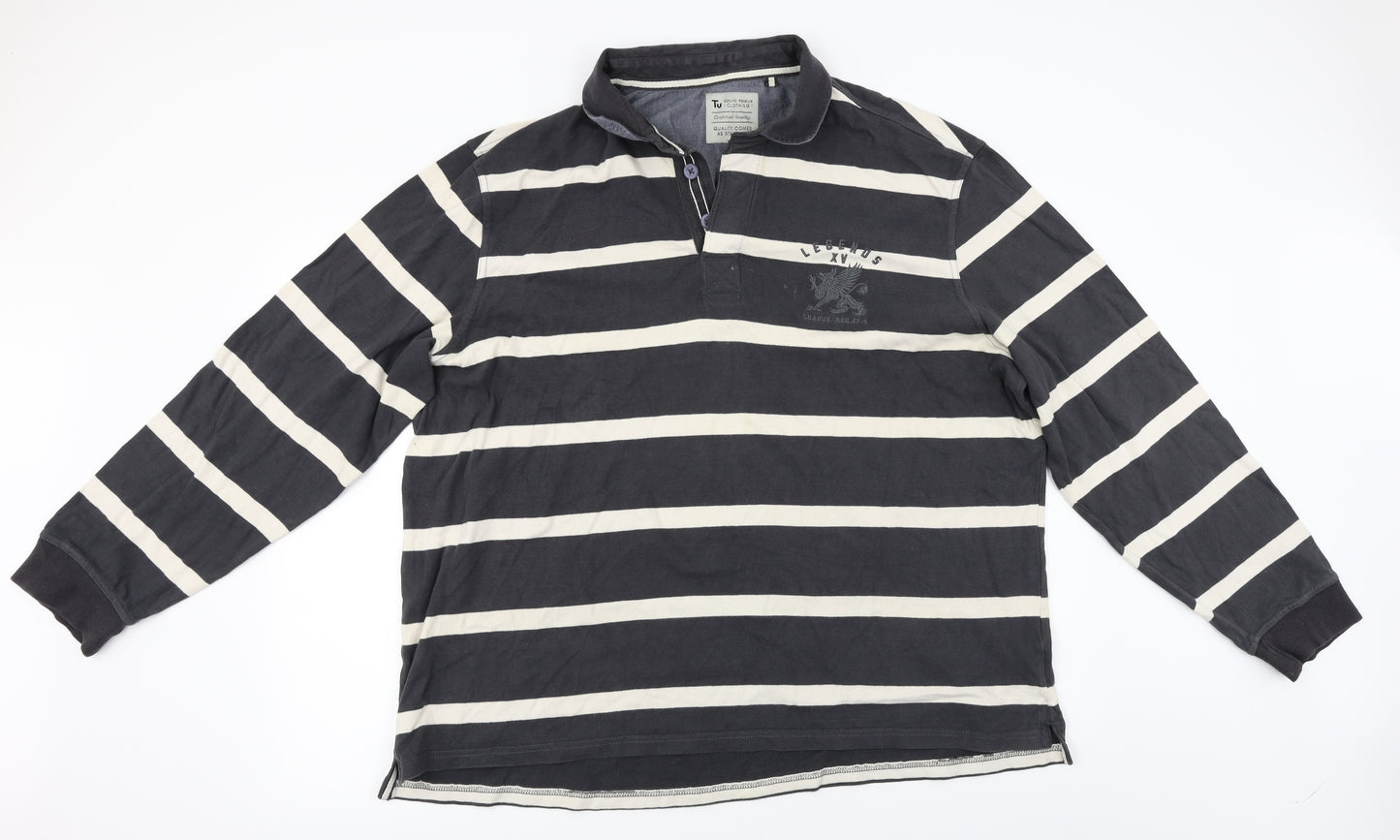 TU Mens Brown Striped   Polo Size 2XL