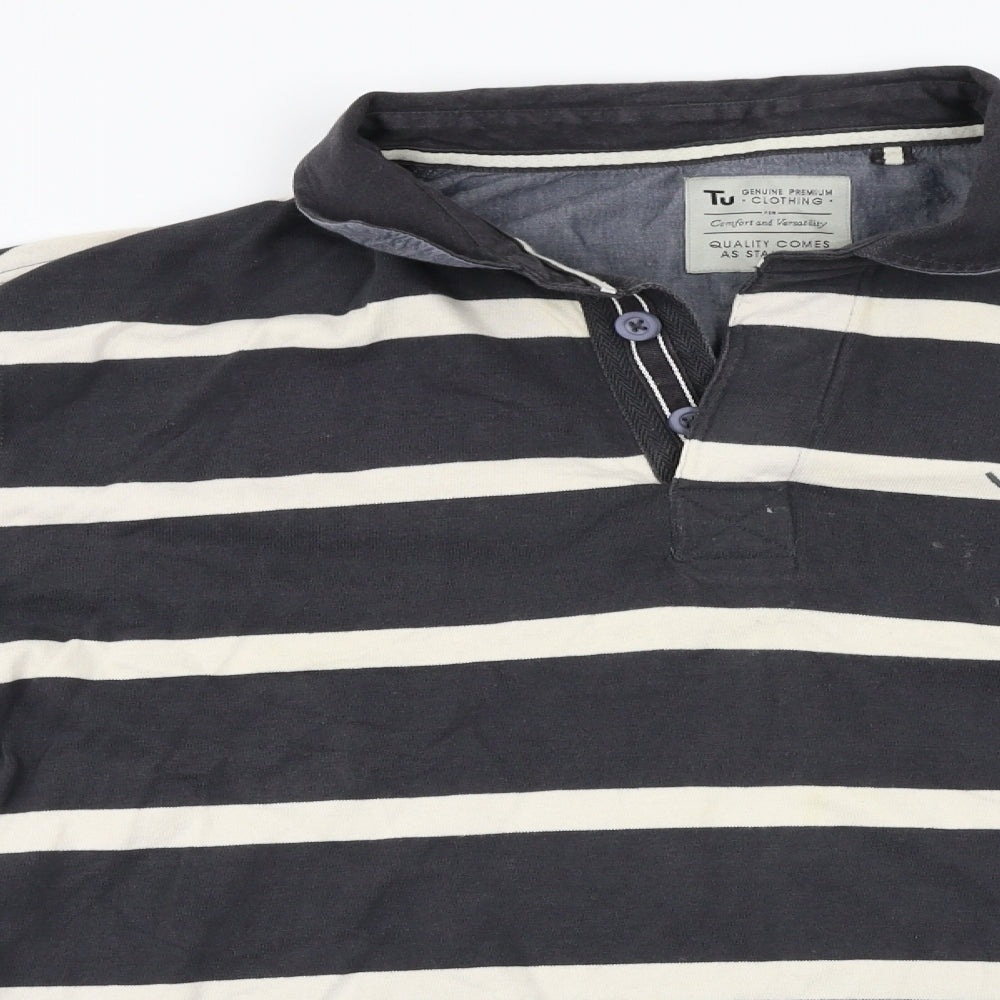 TU Mens Brown Striped   Polo Size 2XL
