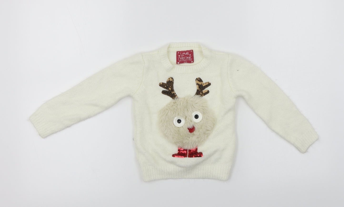 F&F Boys Ivory   Pullover Jumper Size 3-4 Years  - Christmas Jumper