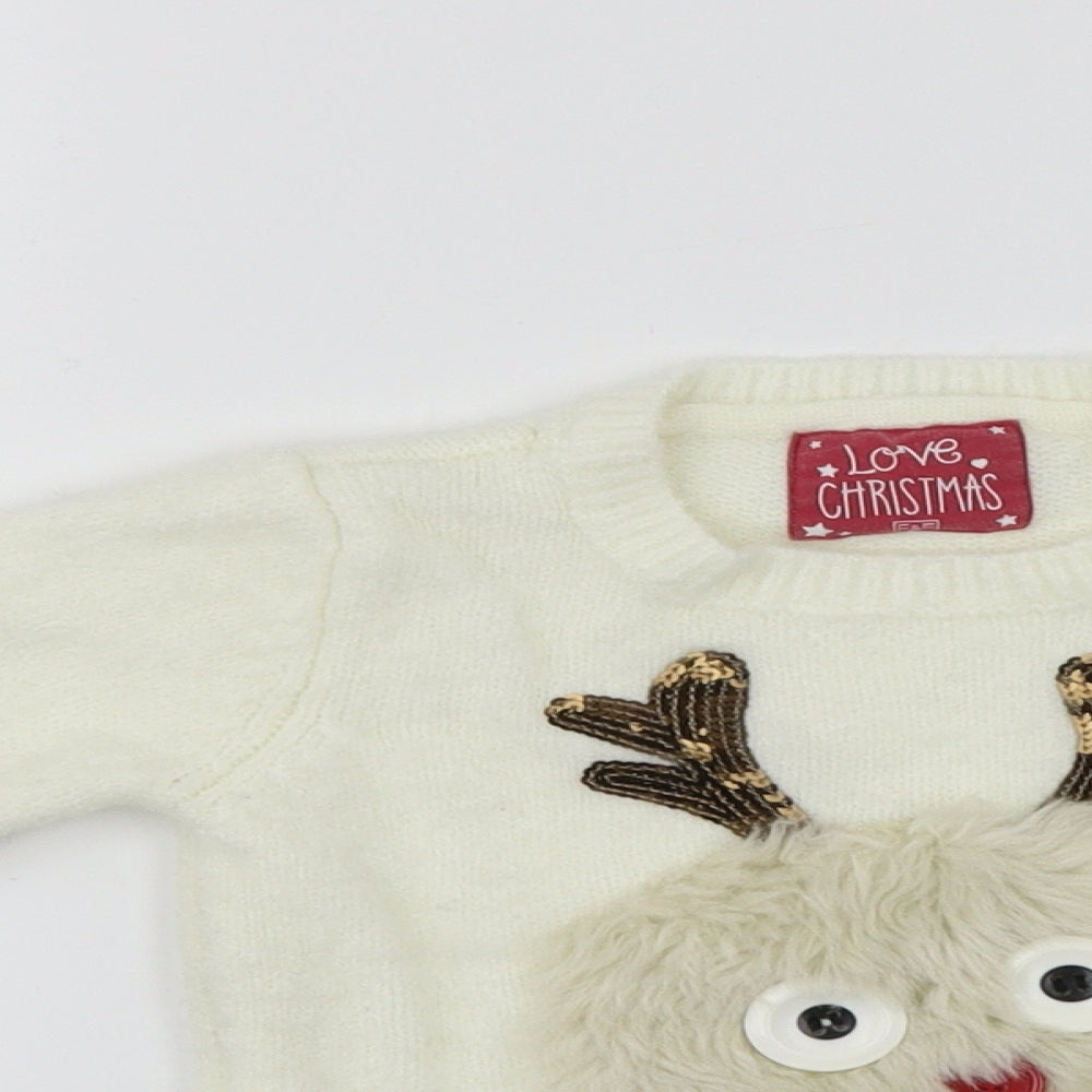 F&F Boys Ivory   Pullover Jumper Size 3-4 Years  - Christmas Jumper