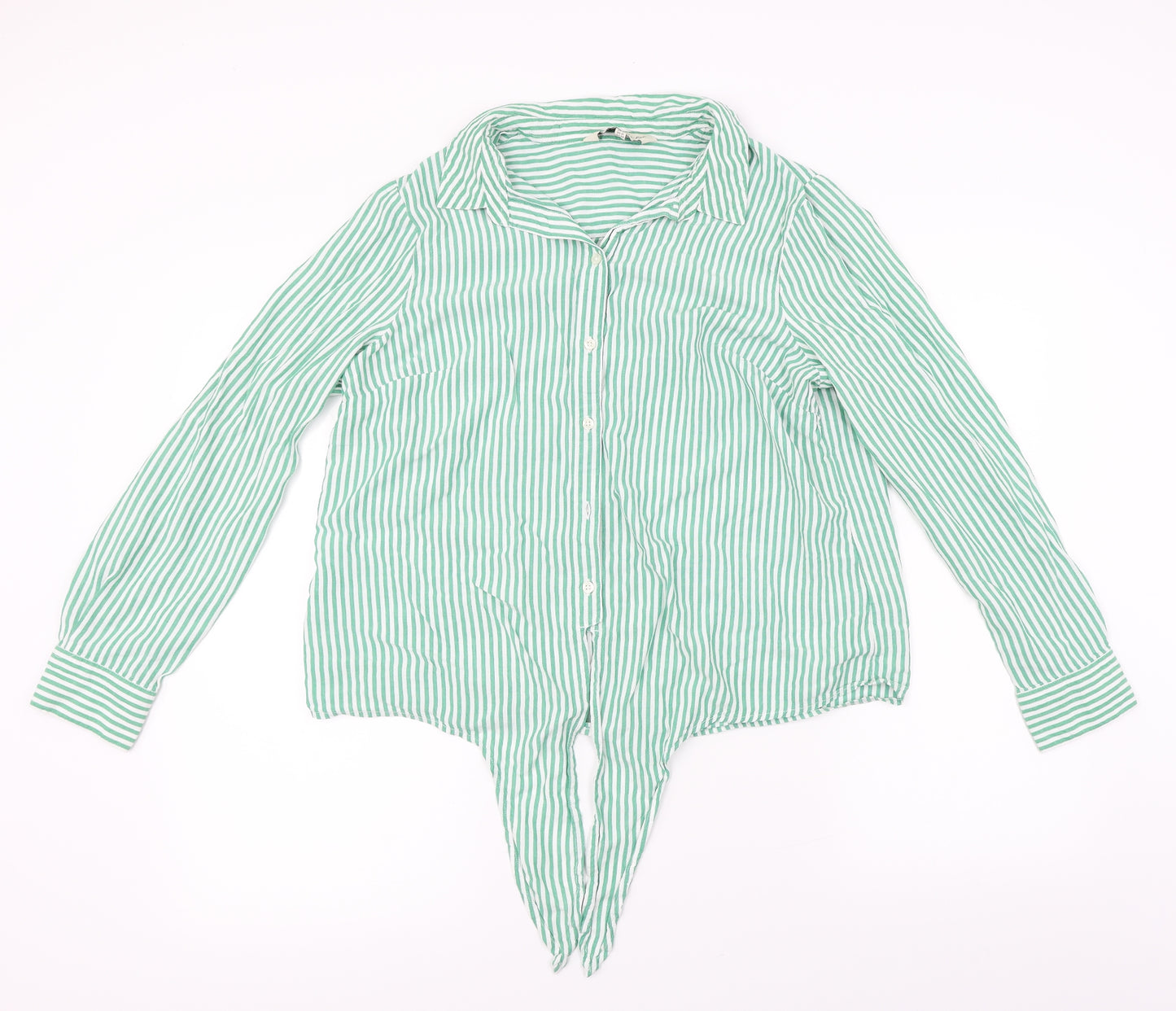 F&F  Womens Green Striped  Basic Button-Up Size 16