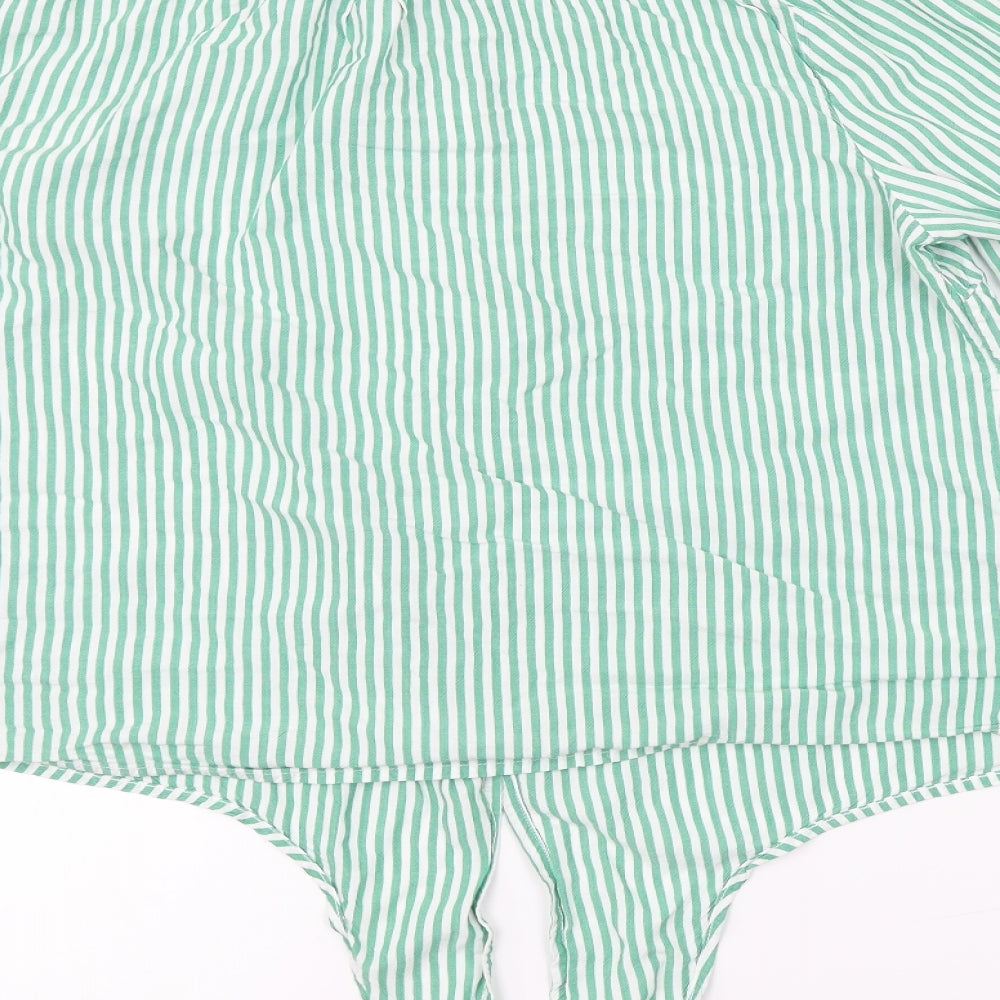 F&F  Womens Green Striped  Basic Button-Up Size 16