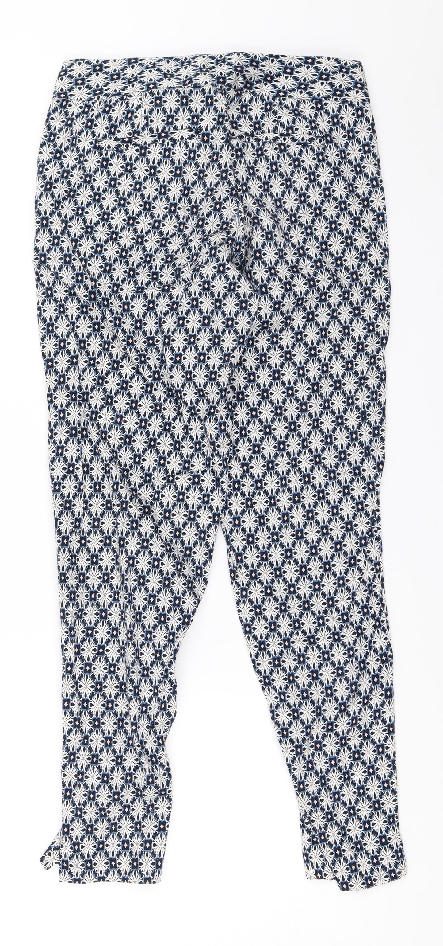 Warehouse Womens Black Geometric  Capri Trousers Size 6 L27 in