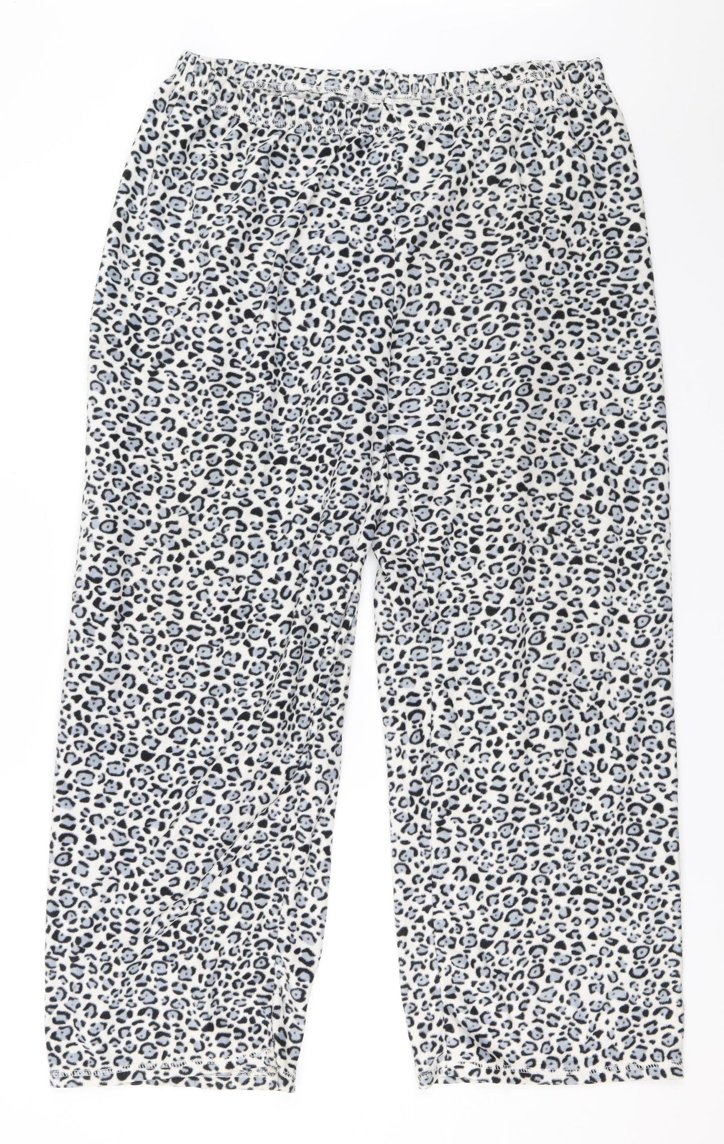 Primark Womens White Animal Print Fleece Top Pyjama Pants Size 16