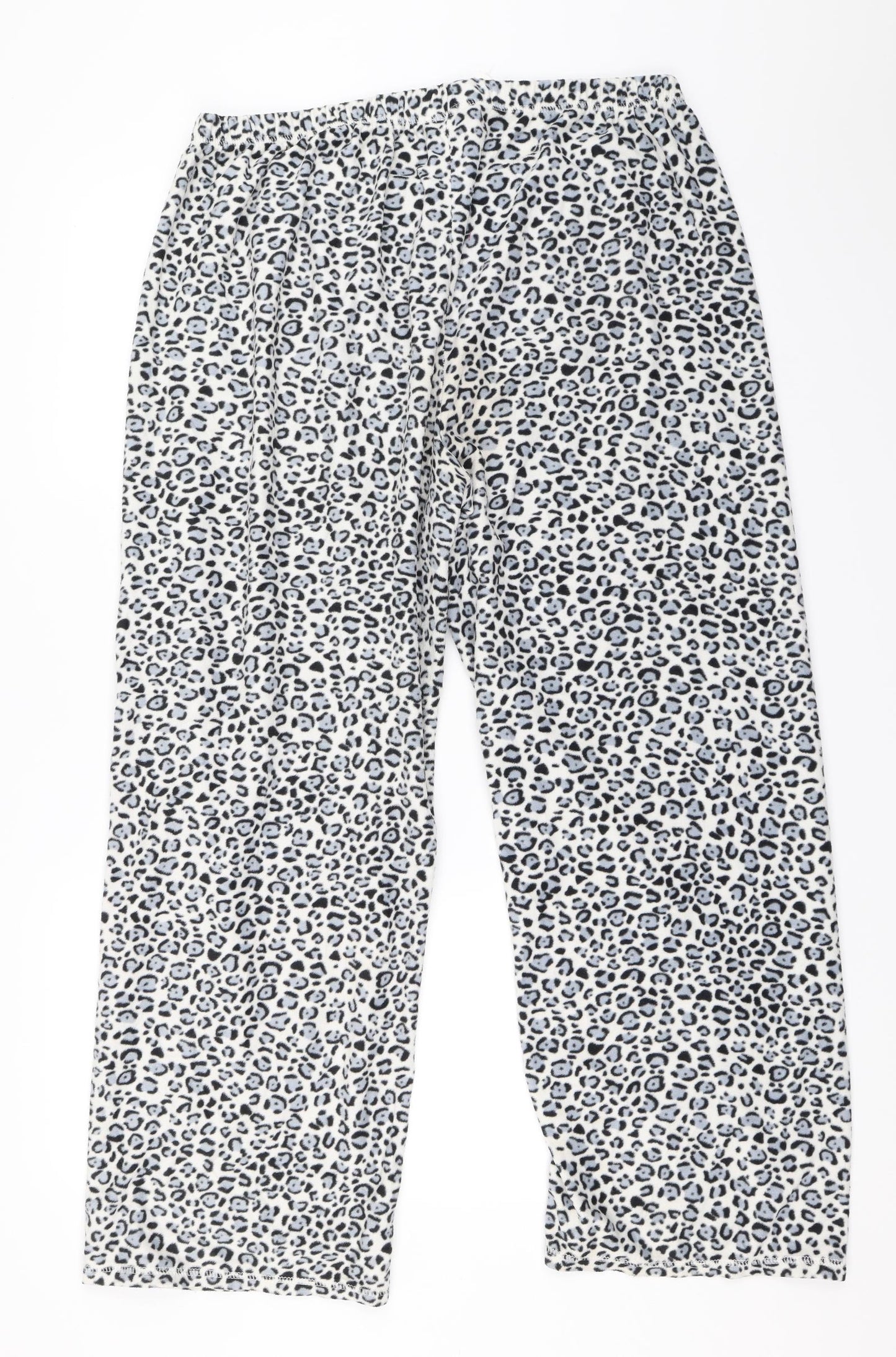 Primark Womens White Animal Print Fleece Top Pyjama Pants Size 16