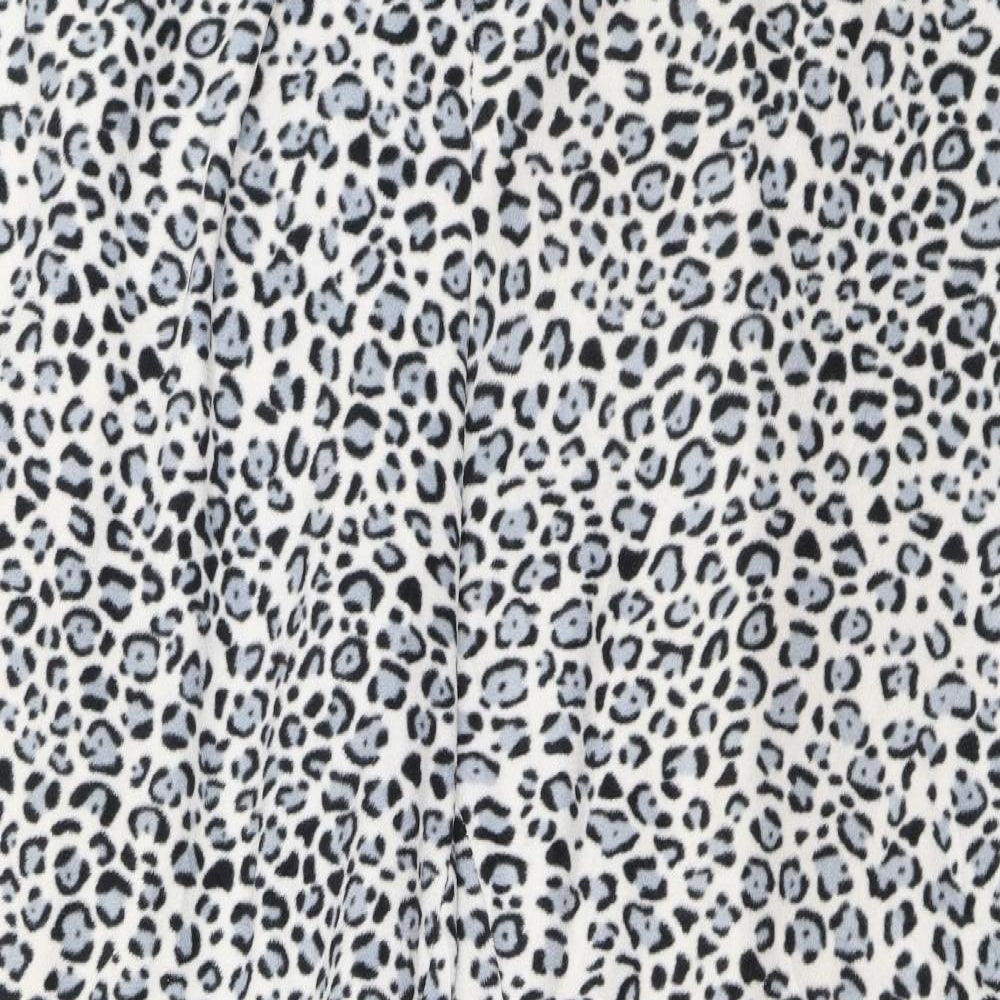 Primark Womens White Animal Print Fleece Top Pyjama Pants Size 16