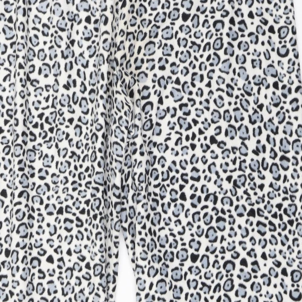 Primark Womens White Animal Print Fleece Top Pyjama Pants Size 16