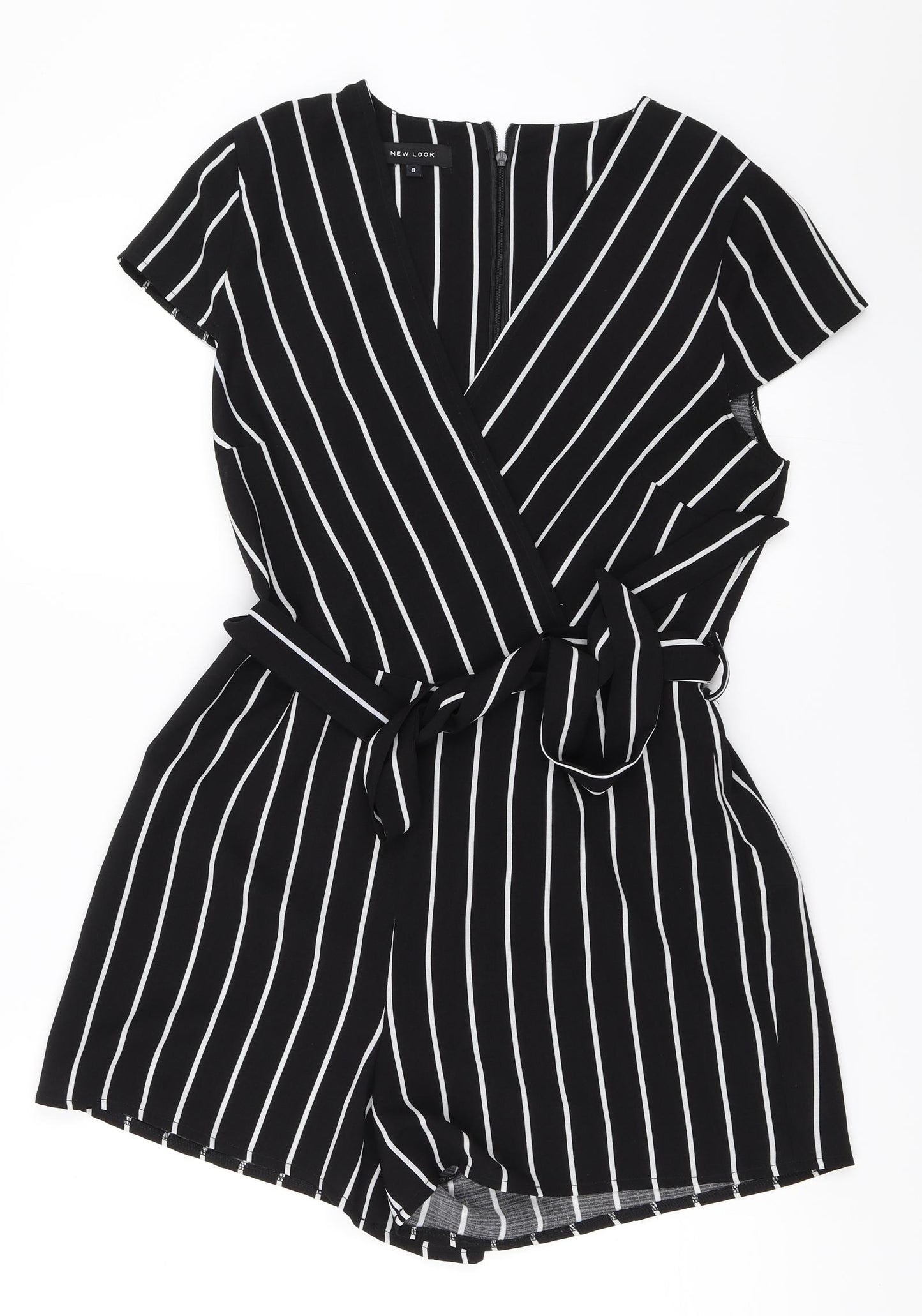 New Look Womens Black Pinstripe  Playsuit One-Piece Size 8