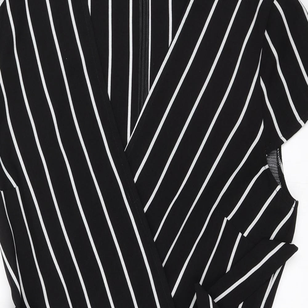 New Look Womens Black Pinstripe  Playsuit One-Piece Size 8