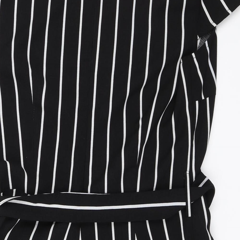 New Look Womens Black Pinstripe  Playsuit One-Piece Size 8
