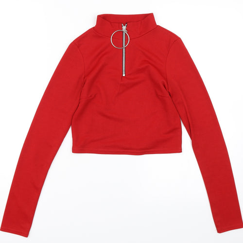 Select Womens Red   Cropped Blouse Size 6